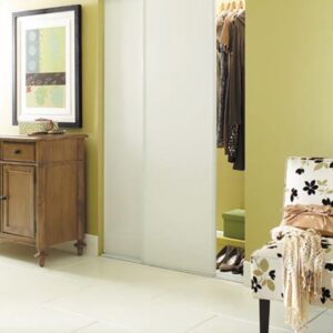 white woodgrain bypass door set